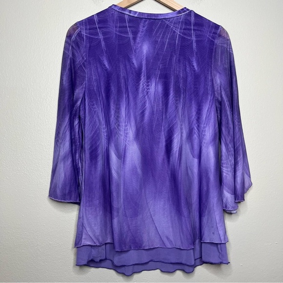 VTG y2k Timeson Women Top Medium Purple Fairy Mesh‎ Whimsical Layered Ethereal - Picture 2 of 11